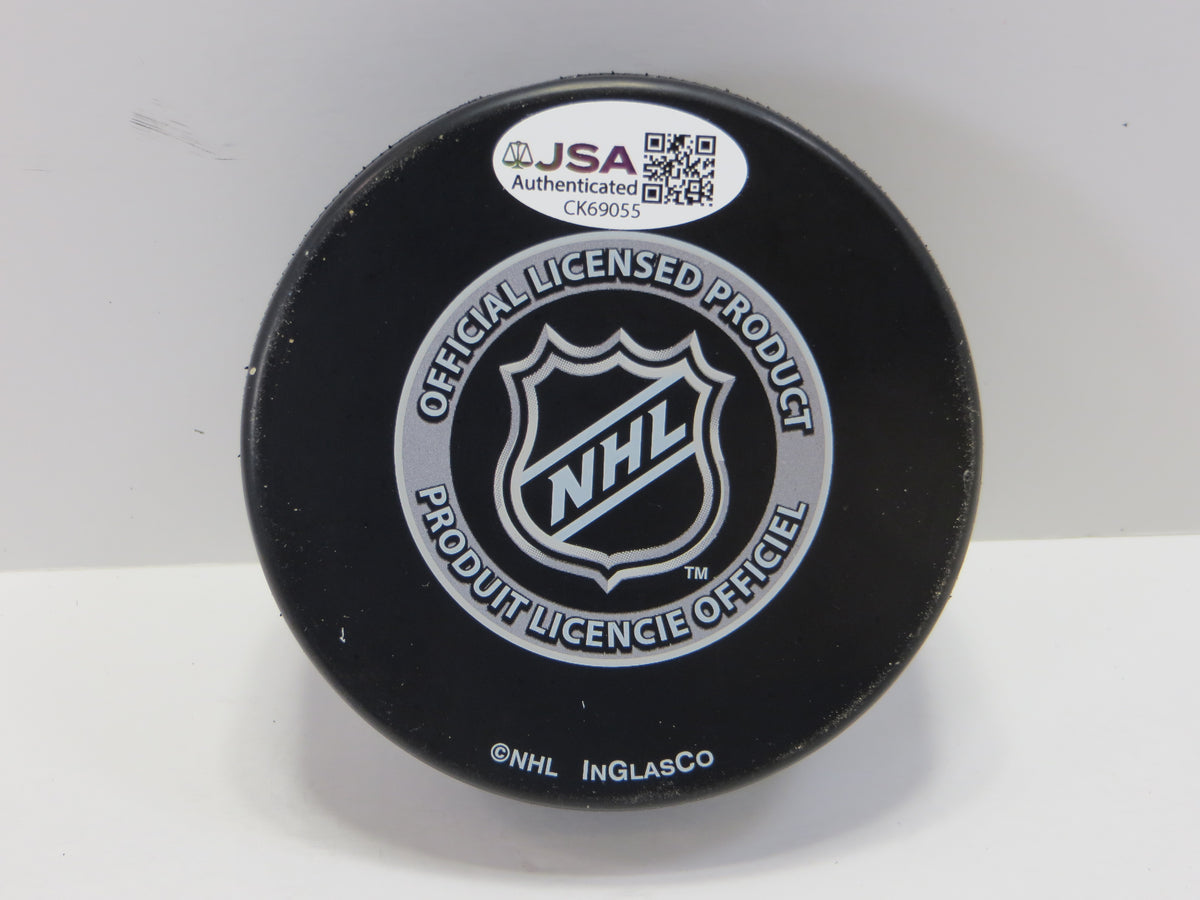 BRETT HULL SIGNED NHL LOGO HOCKEY PUCK Stars Blues Red Wings JSA
