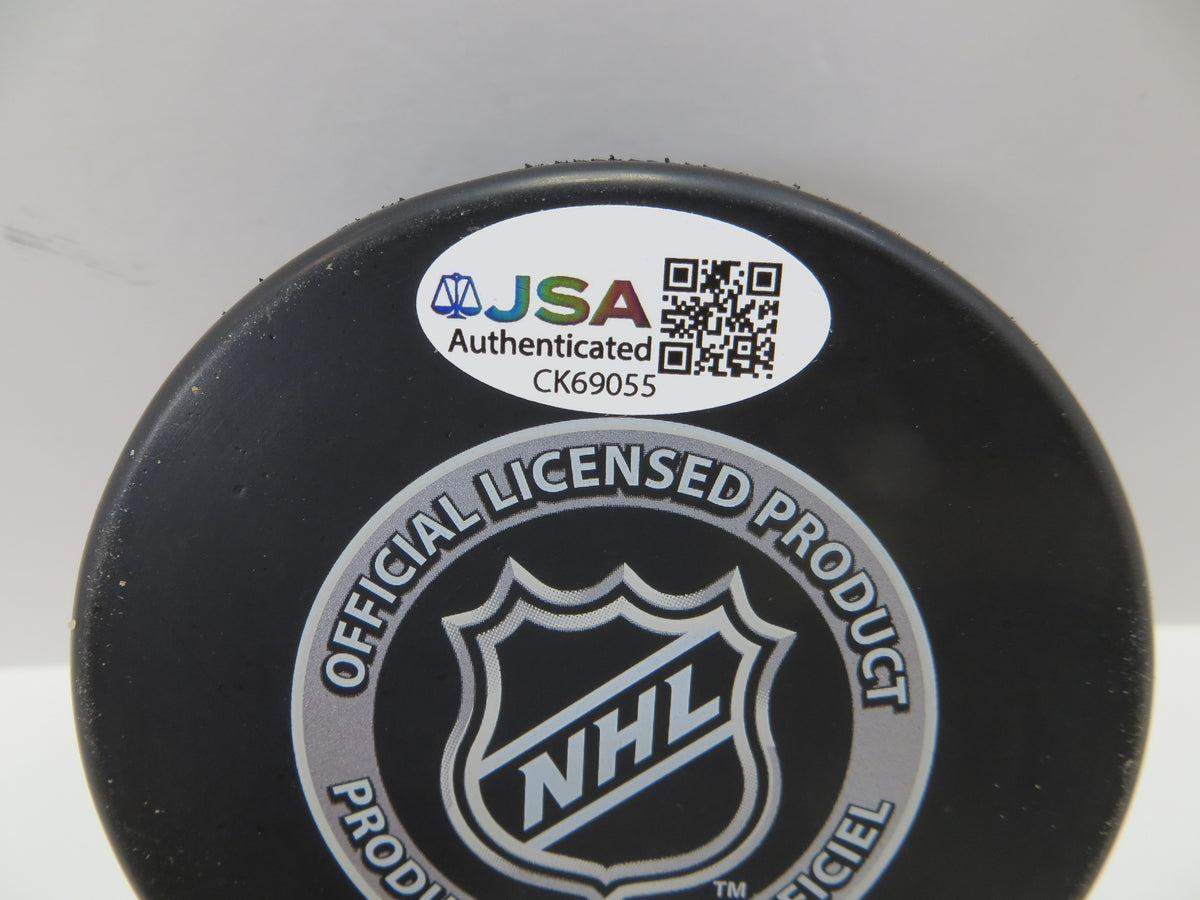 BRETT HULL SIGNED NHL LOGO HOCKEY PUCK Stars Blues Red Wings JSA