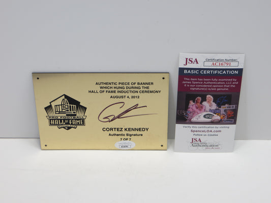 CORTEZ KENNEDY SEATTLE SEAHAWKS SIGNED NFL HALL OF FAME PLATE 7/7 Miami JSA