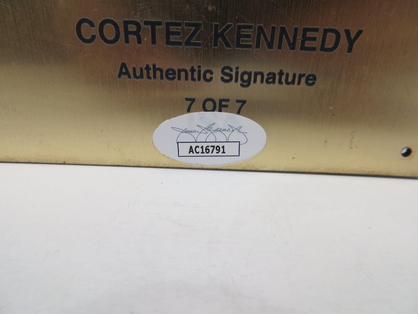 CORTEZ KENNEDY SEATTLE SEAHAWKS SIGNED NFL HALL OF FAME PLATE 7/7 Miami JSA