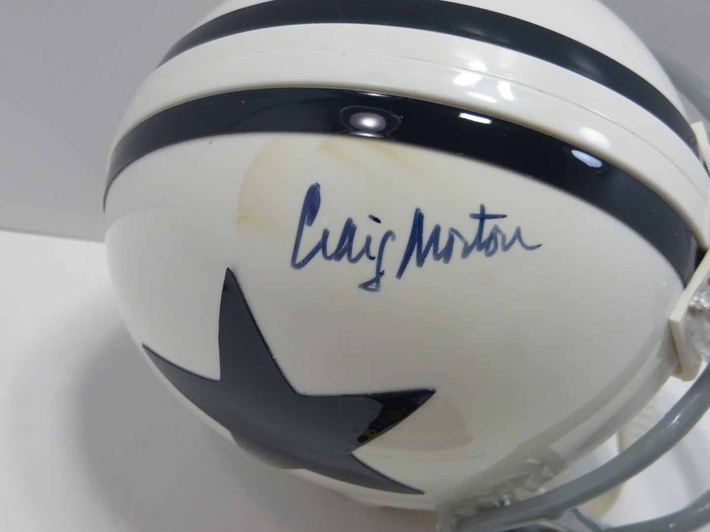 CRAIG MORTON SIGNED THROWBACK DALLAS COWBOYS MINI HELMET JSA COA