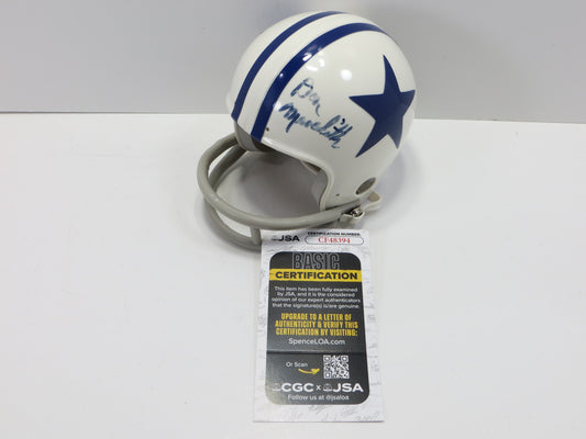 DON MEREDITH SIGNED DALLAS COWBOYS 2BAR RIDDELL MINI HELMET JSA COA
