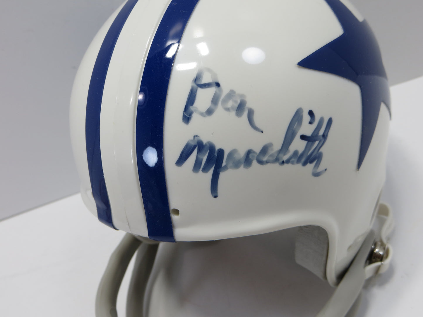 DON MEREDITH SIGNED DALLAS COWBOYS 2BAR RIDDELL MINI HELMET JSA COA