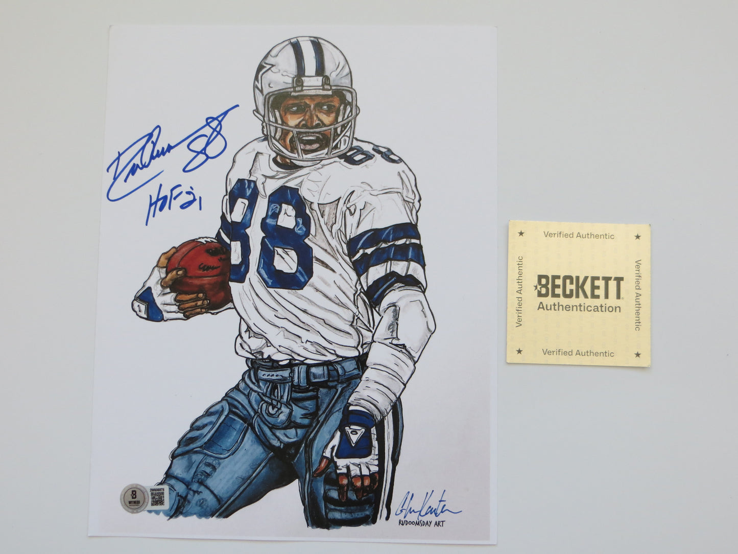 DREW PEARSON DALLAS COWBOYS SIGNED LITHOGRAPH w/HOF 21 Tulsa BAS COA