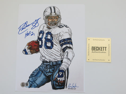 DREW PEARSON DALLAS COWBOYS SIGNED LITHOGRAPH w/HOF 21 Tulsa BAS COA