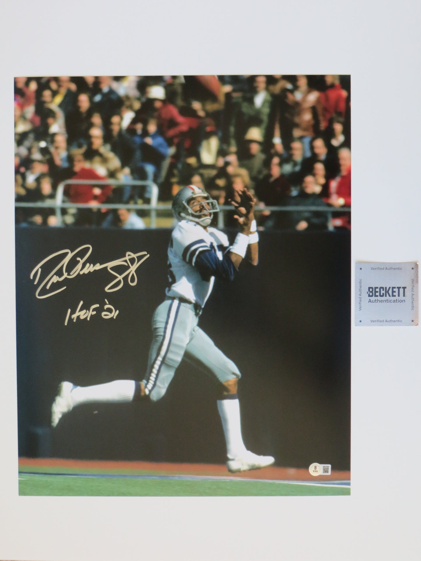 DREW PEARSON DALLAS COWBOYS SIGNED 16x20 PHOTO w/HOF 21 INSC BAS COA