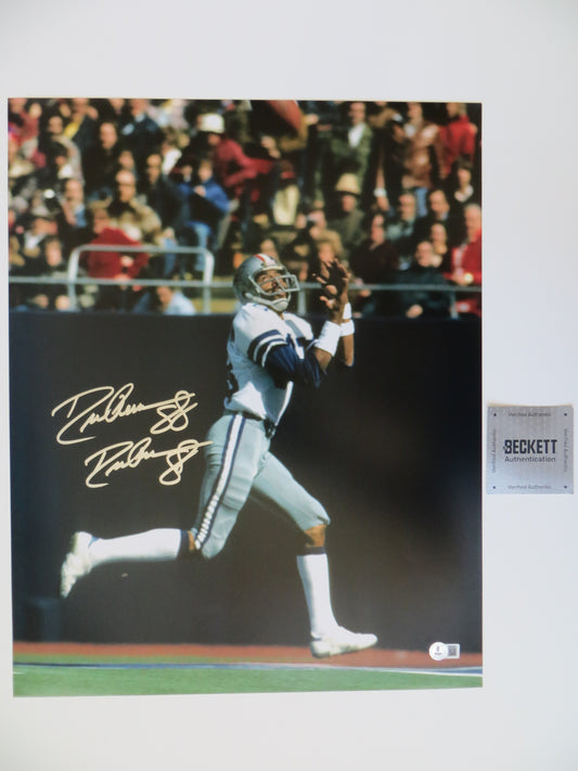 DREW PEARSON DALLAS COWBOYS SIGNED 16x20 PHOTO w/HOF 21 INSC BAS COA