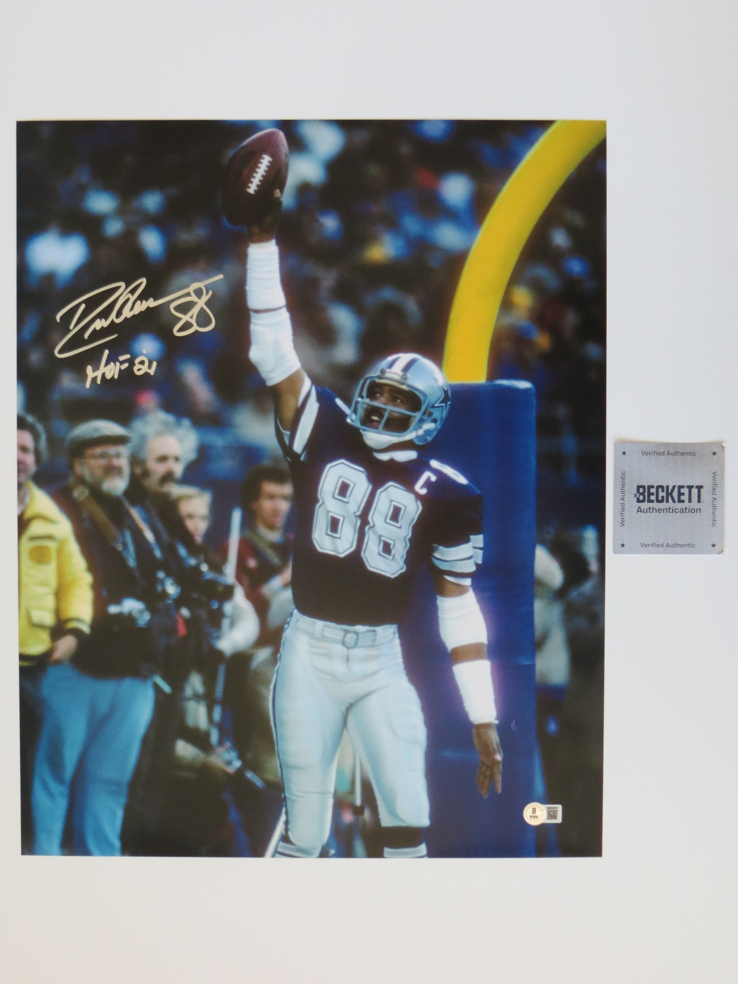 DREW PEARSON DALLAS COWBOYS SIGNED 16x20 TD PHOTO w/HOF 21 INSC BAS COA