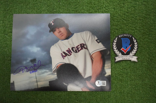 KEVIN MENCH Signed 8x10 Photo TEXAS RANGERS w/"Shrek" BAS COA
