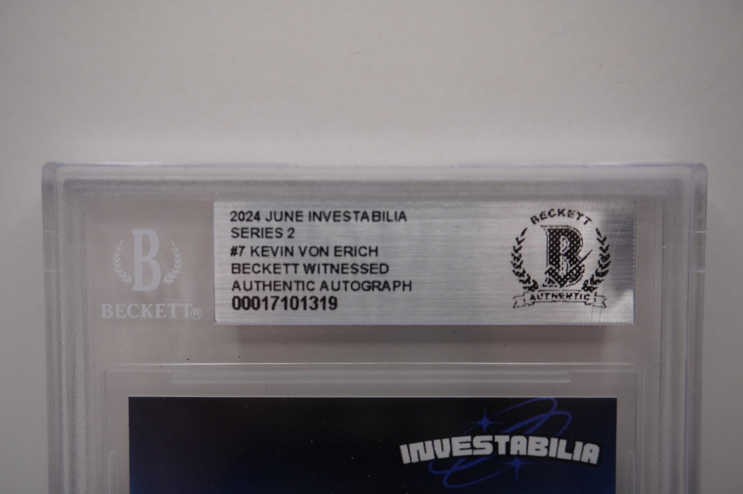 2024 JUNE INVESTABILIA SERIES 2 KEVIN VON ERICH #7 BGS AUTH. AUTO