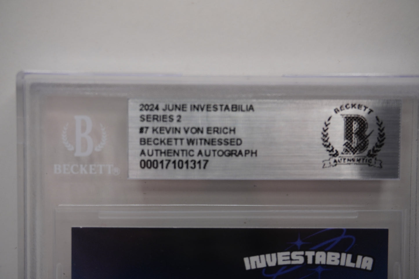 2024 JUNE INVESTABILIA SERIES 2 KEVIN VON ERICH #7 BGS AUTH. AUTO