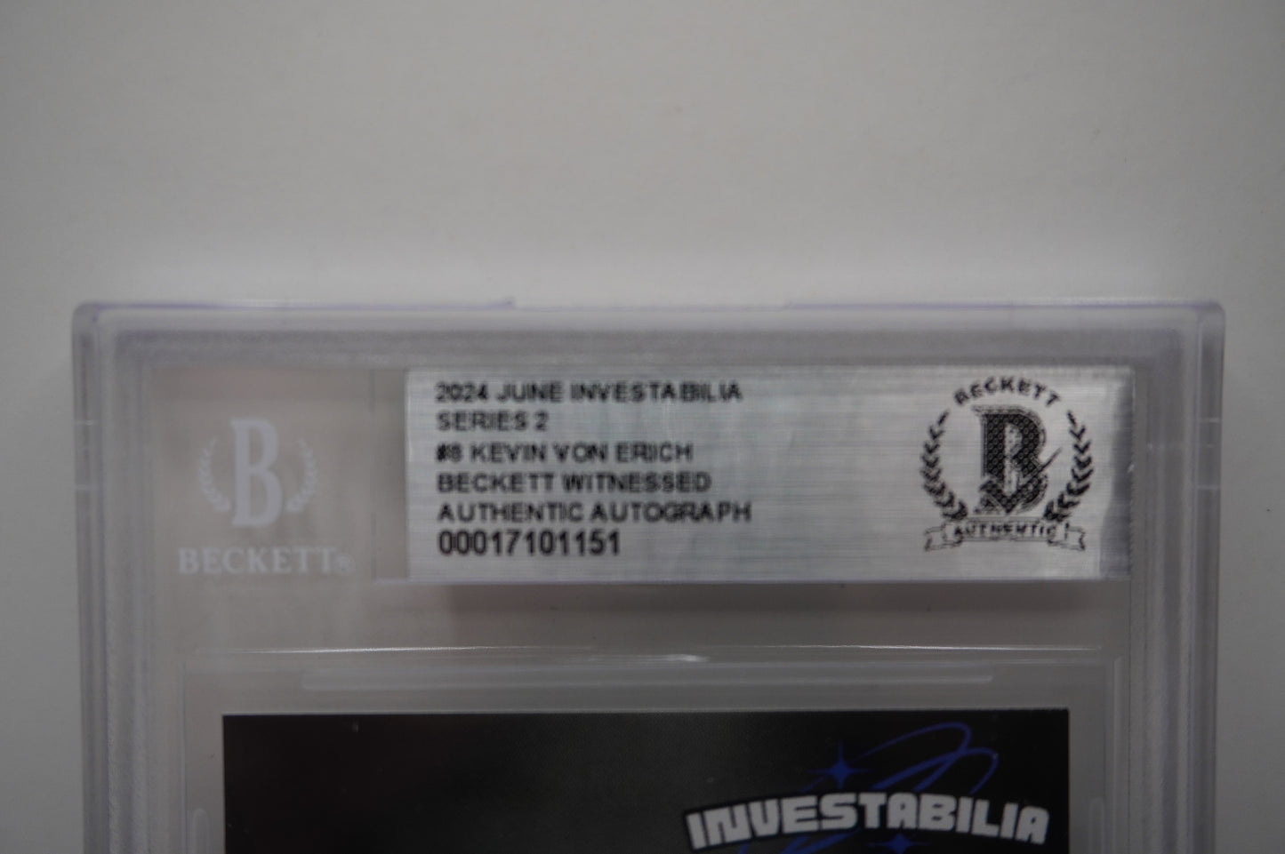 2024 JUNE INVESTABILIA SERIES 2 KEVIN VON ERICH #8 BGS AUTH. AUTO