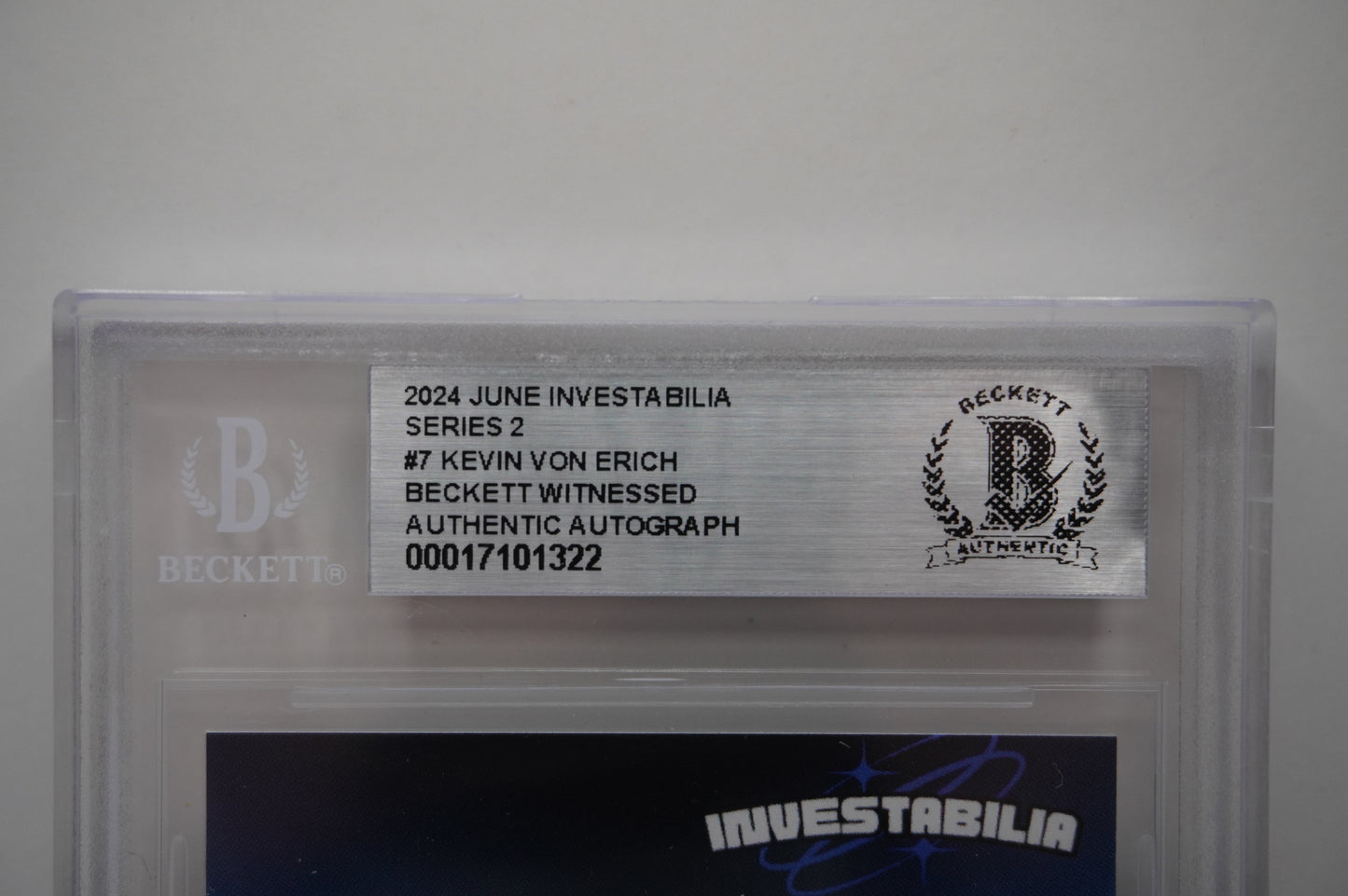 2024 JUNE INVESTABILIA SERIES 2 KEVIN VON ERICH #7 BGS AUTH. AUTO