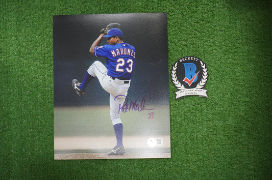 PAT MAHOMES SR. TEXAS RANGERS SIGNED 8x10 PHOTO Twins Chiefs BAS COA