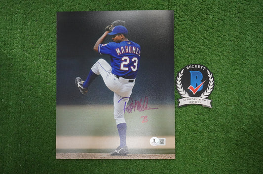 PAT MAHOMES SR. TEXAS RANGERS SIGNED 8x10 PHOTO Twins Chiefs BAS COA