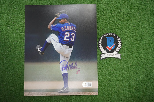 PAT MAHOMES SR. TEXAS RANGERS SIGNED 8x10 PHOTO Twins Chiefs BAS COA