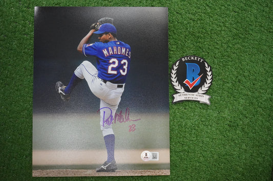 PAT MAHOMES SR. TEXAS RANGERS SIGNED 8x10 PHOTO Twins Chiefs BAS COA