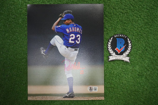 PAT MAHOMES SR. TEXAS RANGERS SIGNED 8x10 PHOTO Twins Chiefs BAS COA
