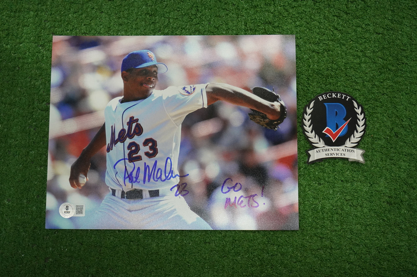 PAT MAHOMES SR. NEW YORK METS SIGNED 8x10 w/GO METS Cubs Rangers BAS COA