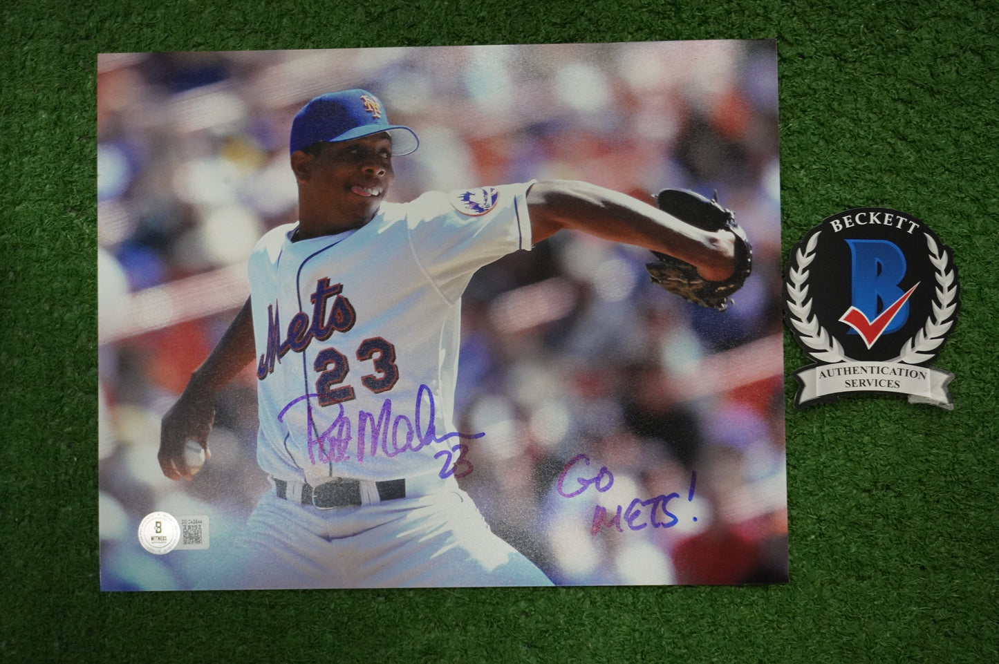 PAT MAHOMES SR. NEW YORK METS SIGNED 8x10 w/GO METS Cubs Rangers BAS COA