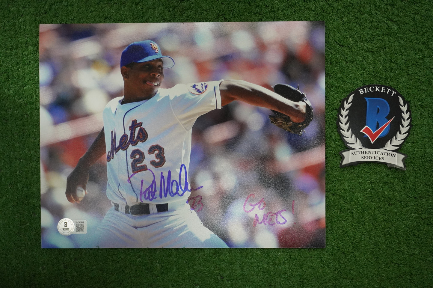 PAT MAHOMES SR. NEW YORK METS SIGNED 8x10 w/GO METS Cubs Rangers BAS COA