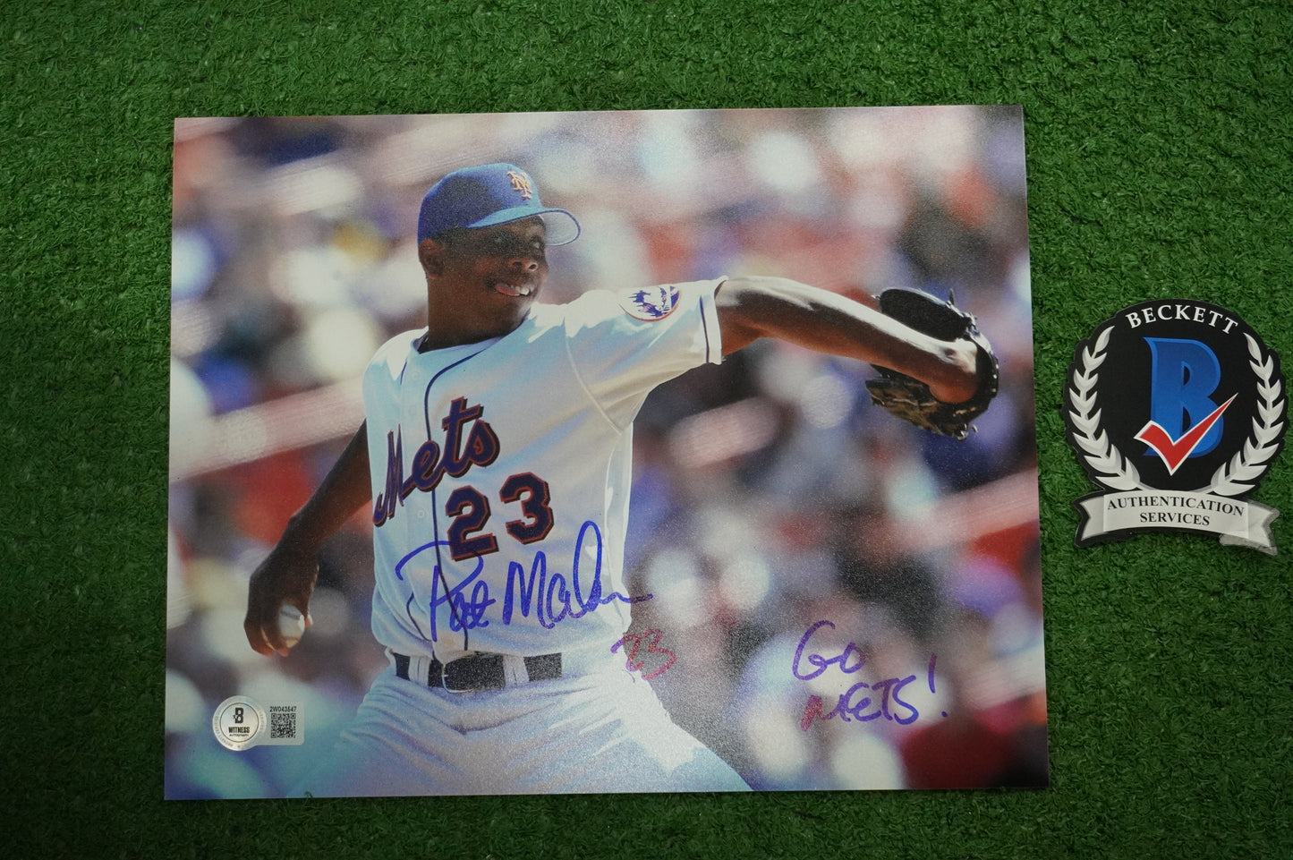 PAT MAHOMES SR. NEW YORK METS SIGNED 8x10 w/GO METS Cubs Rangers BAS COA