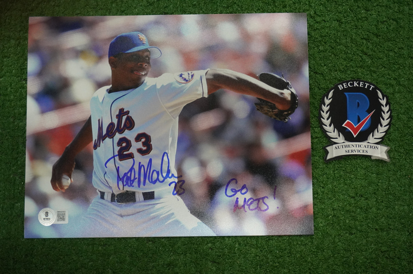 PAT MAHOMES SR. NEW YORK METS SIGNED 8x10 w/GO METS Cubs Rangers BAS COA