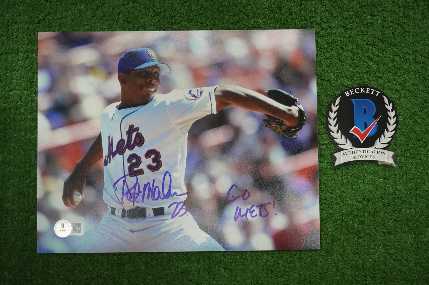 PAT MAHOMES SR. NEW YORK METS SIGNED 8x10 w/GO METS Cubs Rangers BAS COA