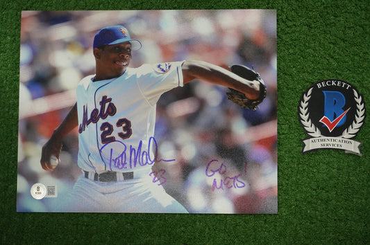 PAT MAHOMES SR. NEW YORK METS SIGNED 8x10 w/GO METS Cubs Rangers BAS COA