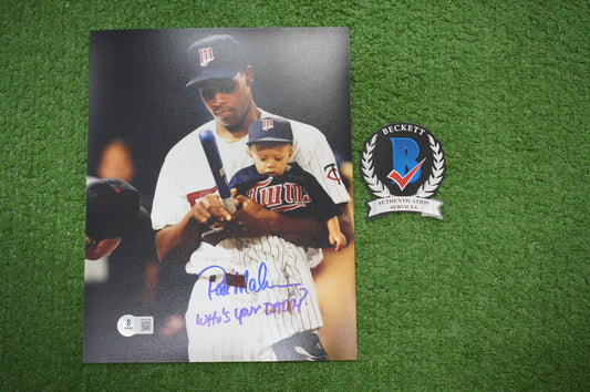 PAT PATRICK MAHOMES SR. SIGNED 8x10 PHOTO w/WHO'S YOUR DADDY? Twins BAS