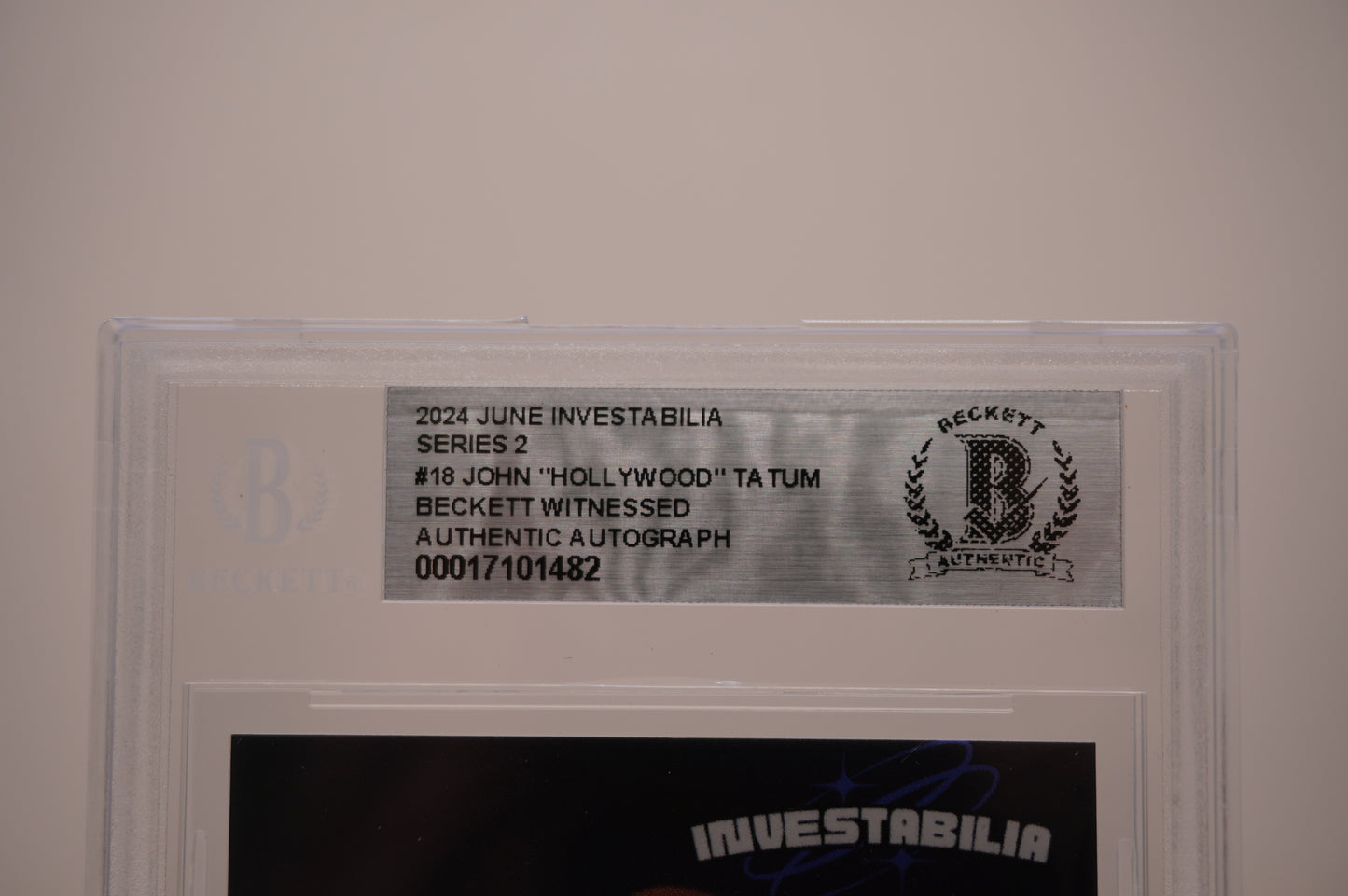 2024 JUNE INVESTABILIA SERIES 2 #18 JOHN "HOLLYWOOD" TATUM BAS AUTHENTIC AUTO