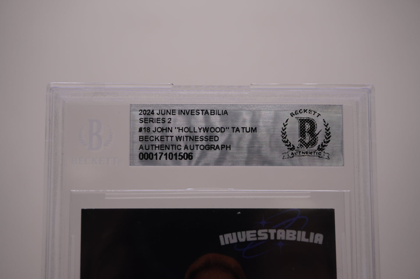 2024 JUNE INVESTABILIA SERIES 2 #18 JOHN "HOLLYWOOD" TATUM BAS AUTHENTIC AUTO