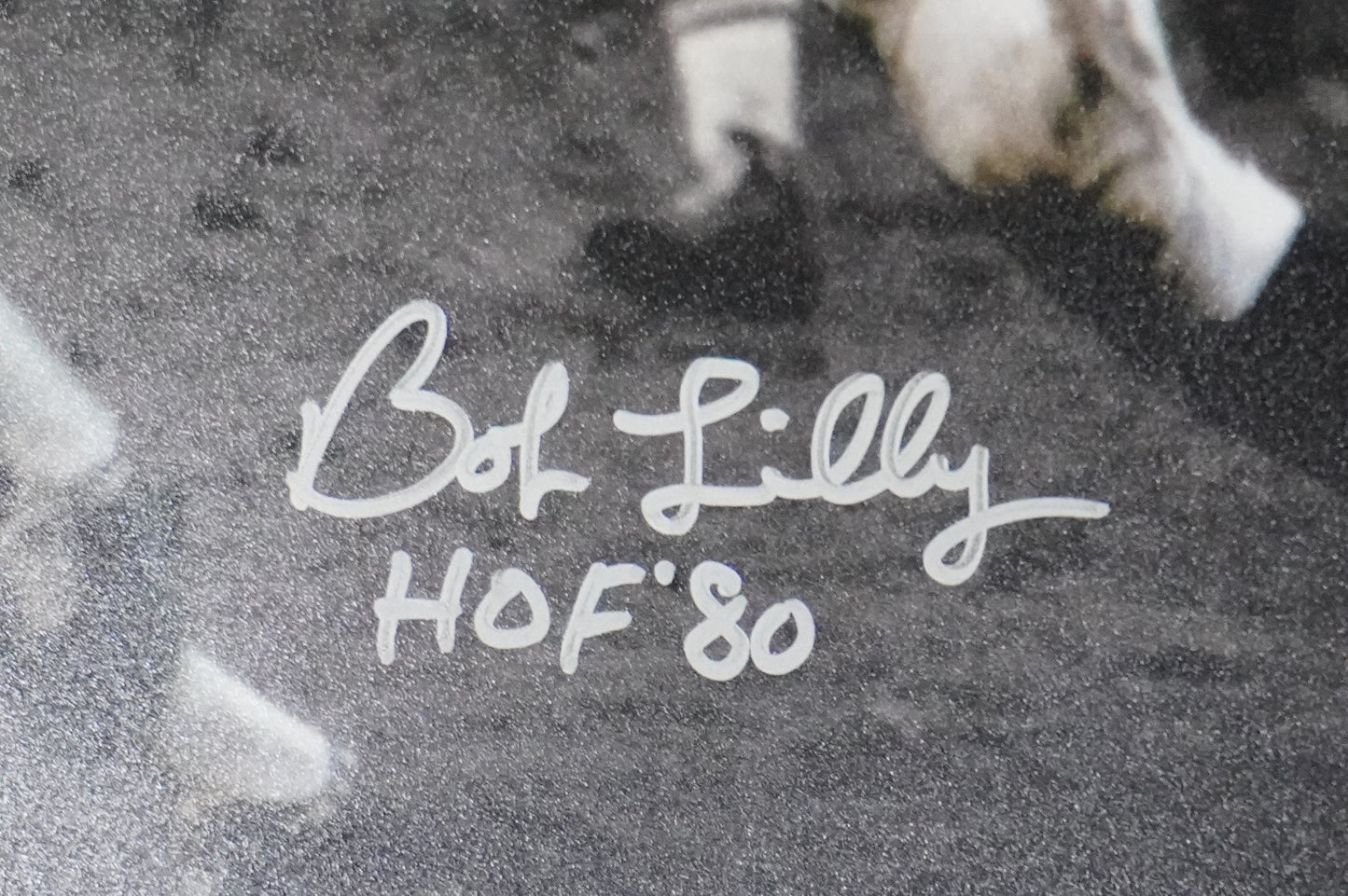 BOB LILLY DALLAS COWBOYS SIGNED 8x10 PHOTO vs JIM BROWN w/HOF 80 BAS COA