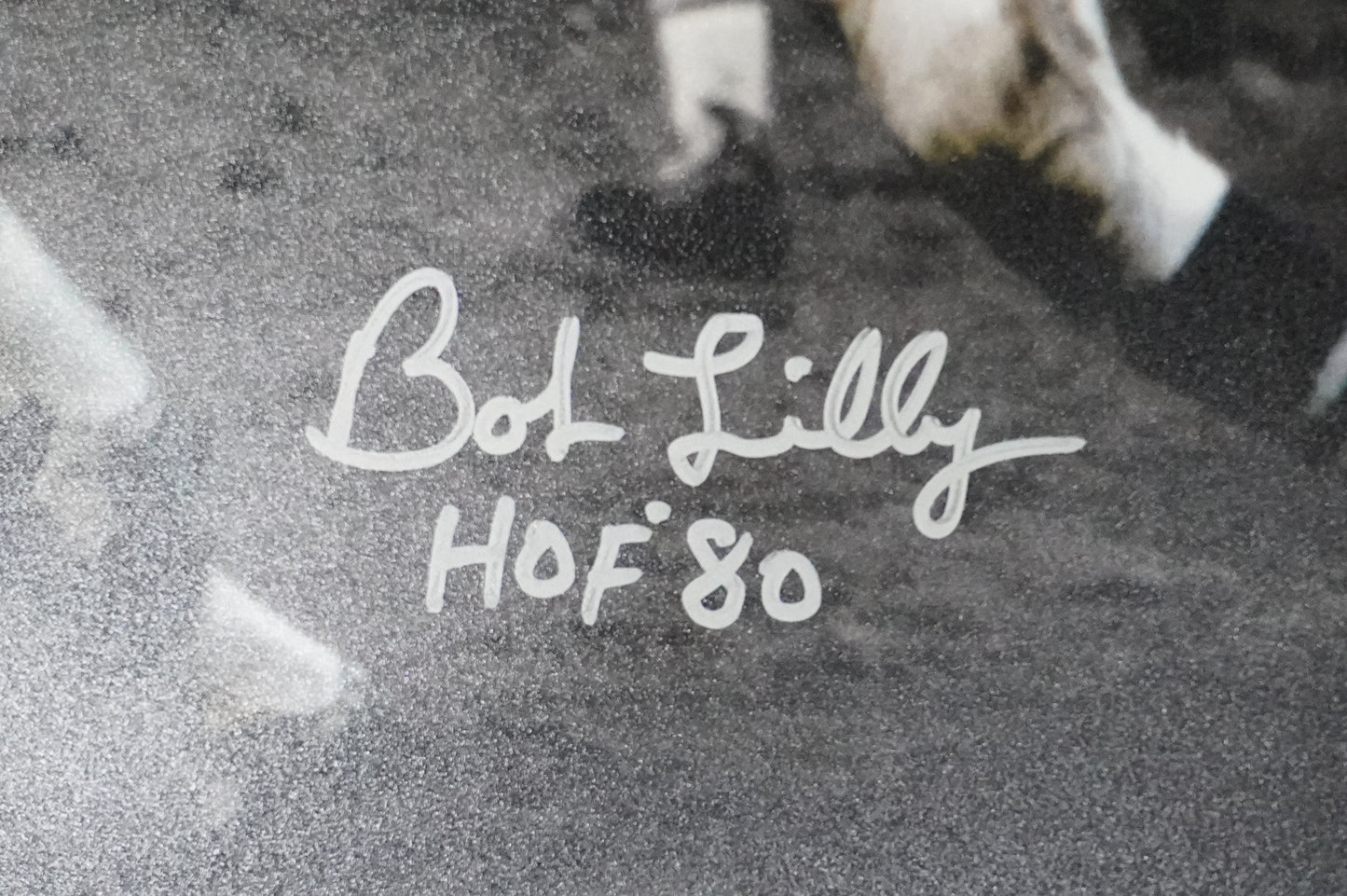 BOB LILLY DALLAS COWBOYS SIGNED 8x10 PHOTO vs JIM BROWN w/HOF 80 BAS COA