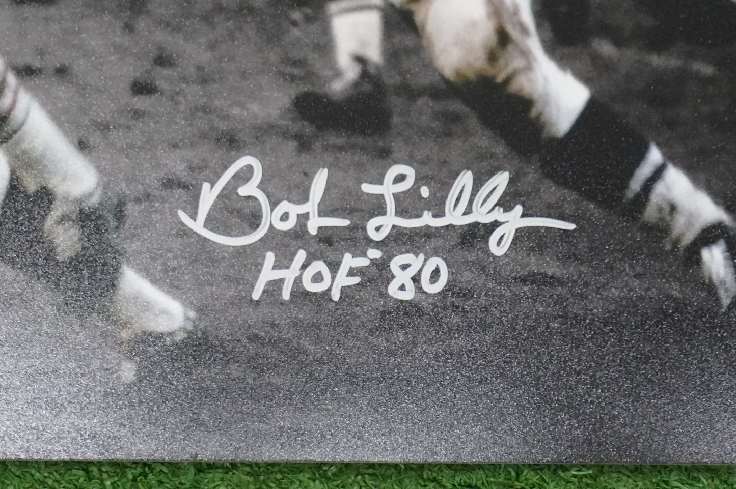 BOB LILLY DALLAS COWBOYS SIGNED 8x10 PHOTO vs JIM BROWN w/HOF 80 BAS COA