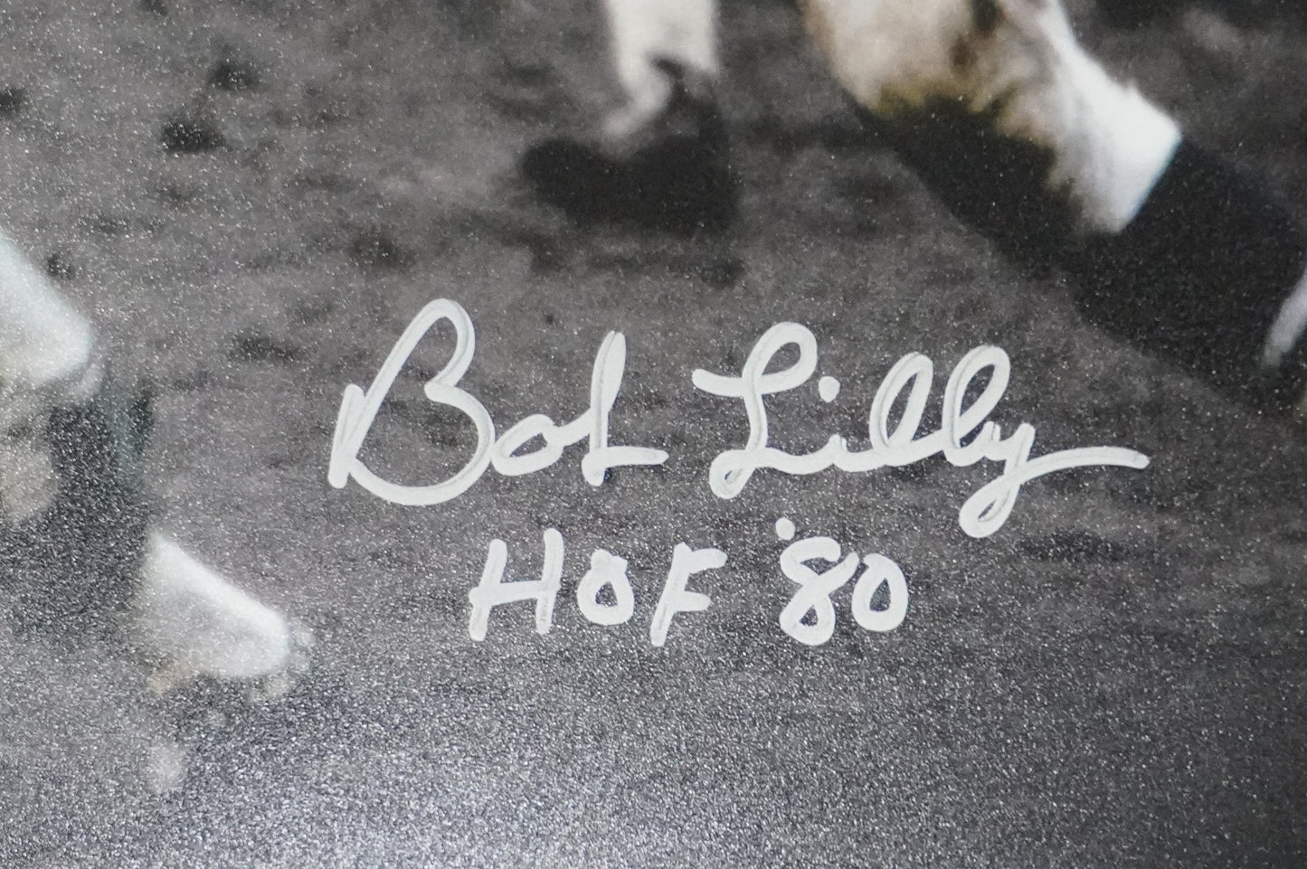 BOB LILLY DALLAS COWBOYS SIGNED 8x10 PHOTO vs JIM BROWN w/HOF 80 BAS COA