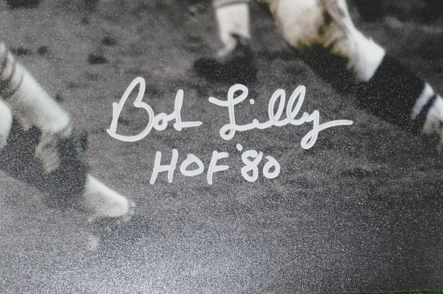 BOB LILLY DALLAS COWBOYS SIGNED 8x10 PHOTO vs JIM BROWN w/HOF 80 BAS COA