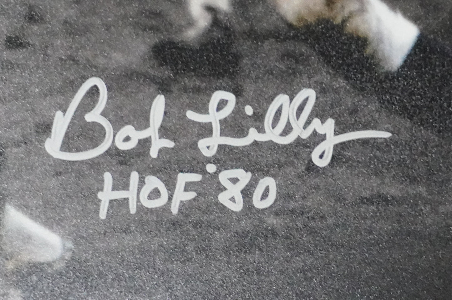 BOB LILLY DALLAS COWBOYS SIGNED 8x10 PHOTO vs JIM BROWN w/HOF 80 BAS COA