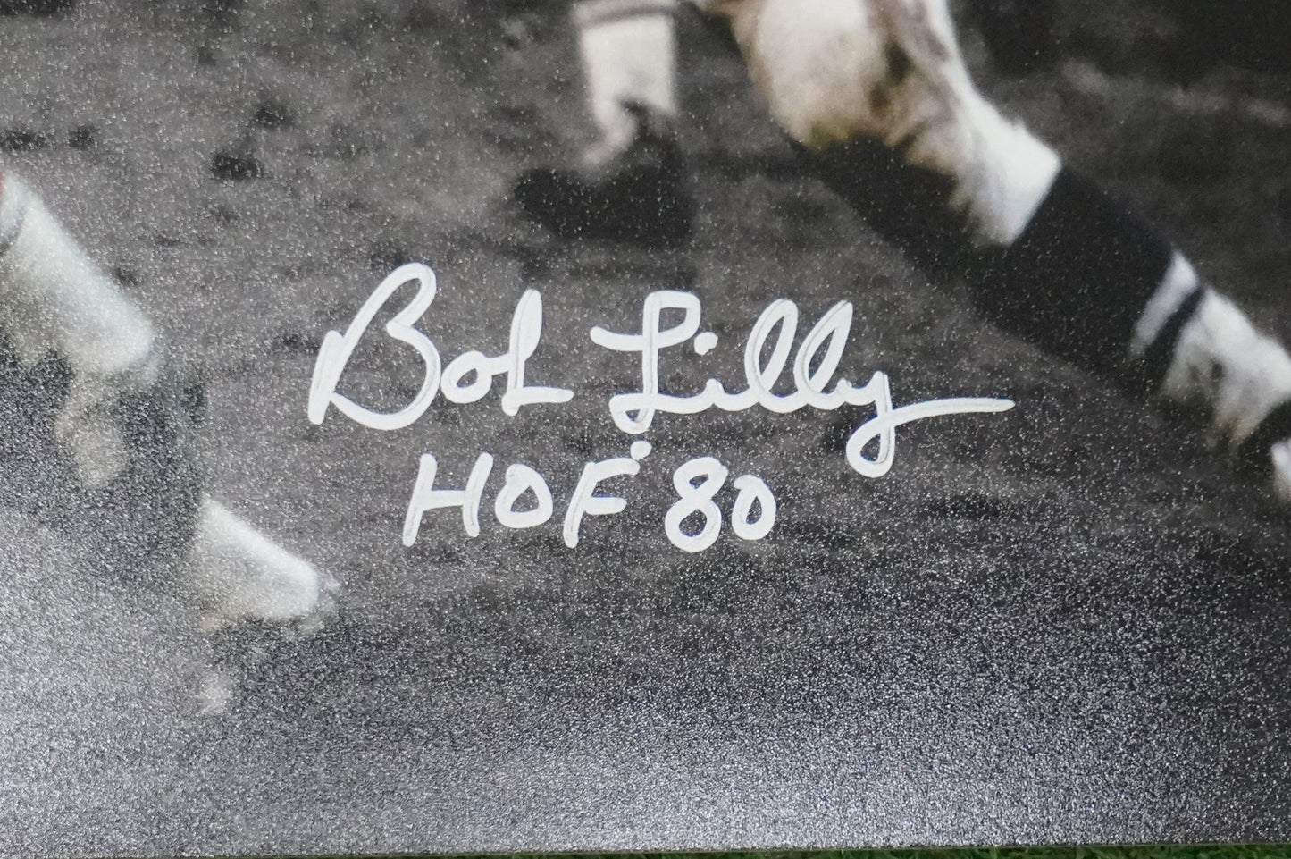 BOB LILLY DALLAS COWBOYS SIGNED 8x10 PHOTO vs JIM BROWN w/HOF 80 BAS COA
