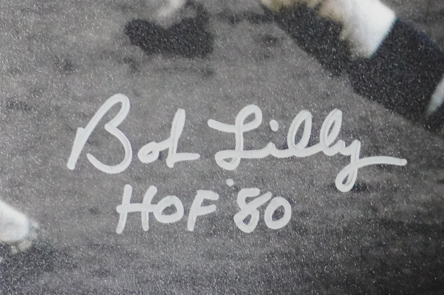 BOB LILLY DALLAS COWBOYS SIGNED 8x10 PHOTO vs JIM BROWN w/HOF 80 BAS COA