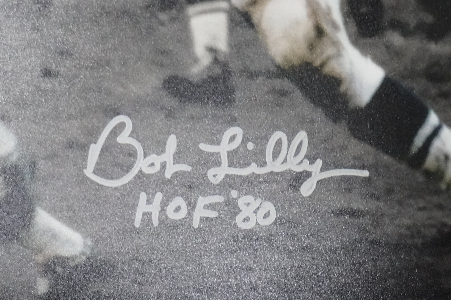 BOB LILLY DALLAS COWBOYS SIGNED 8x10 PHOTO vs JIM BROWN w/HOF 80 BAS COA