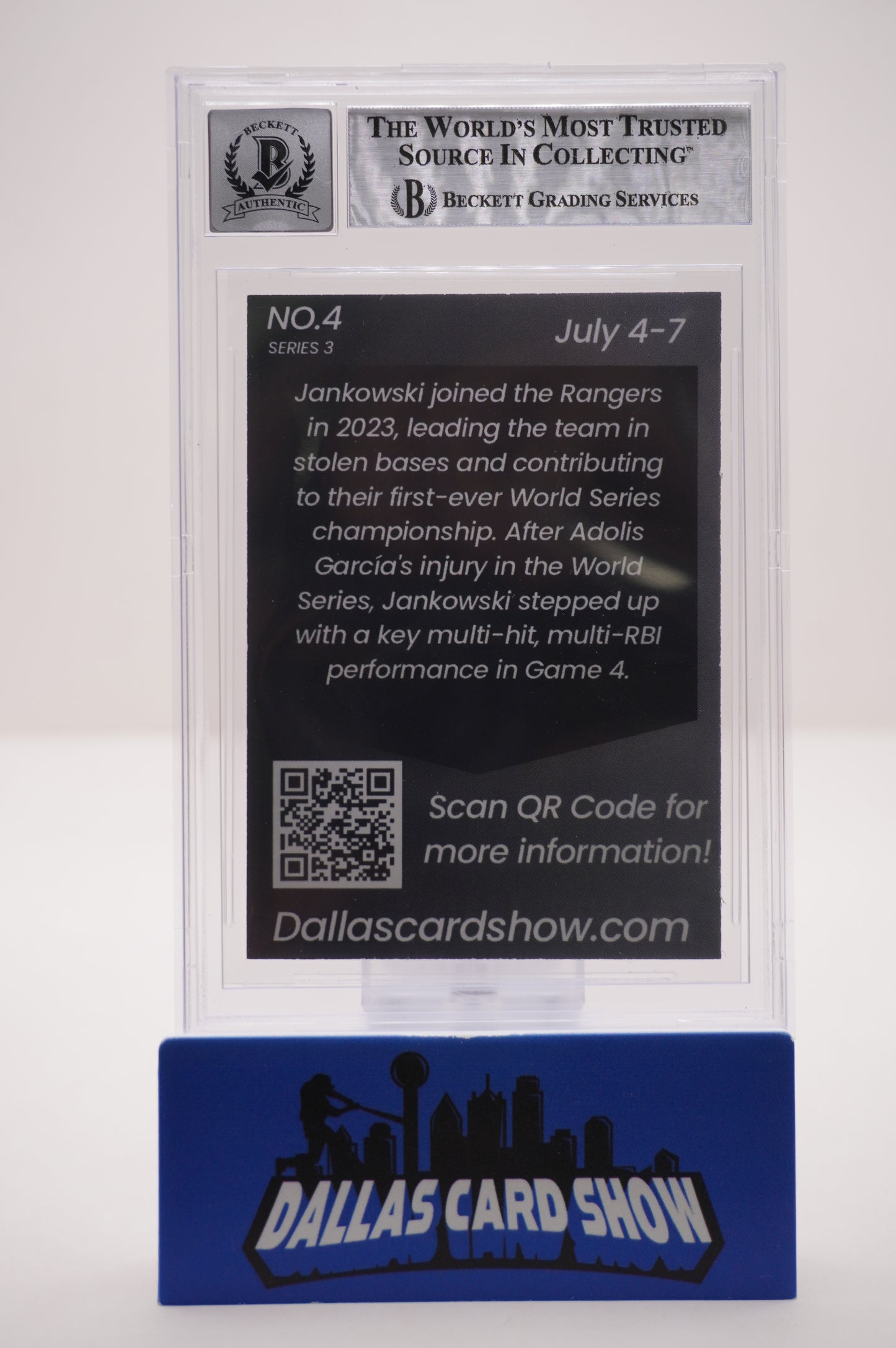 2024 JULY DALLAS CARD SHOW SERIES 3 #4 TRAVIS JANKOWSKI BAS AUTHENTIC AUTO 10