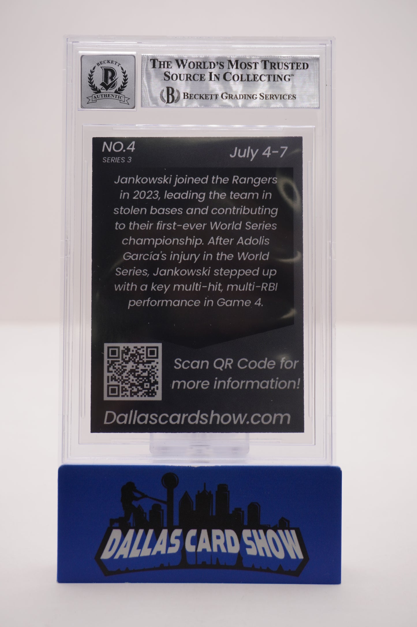 2024 JULY DALLAS CARD SHOW SERIES 3 #4 TRAVIS JANKOWSKI BAS AUTHENTIC AUTO 10