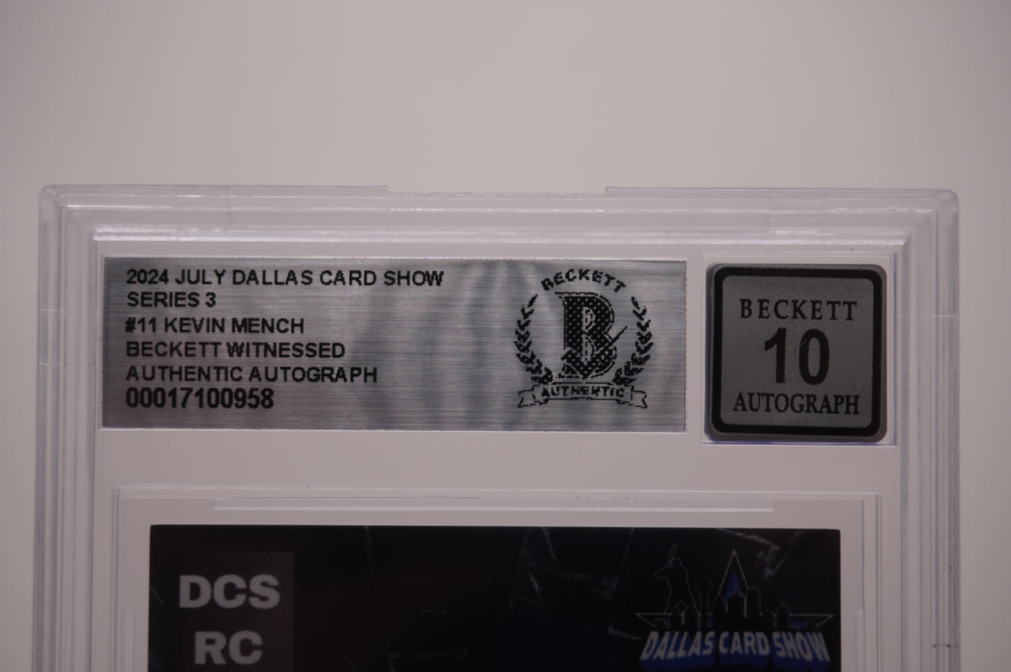 2024 JULY DALLAS CARD SHOW SERIES 3 #11 KEVIN MENCH BAS AUTHENTIC AUTO 10