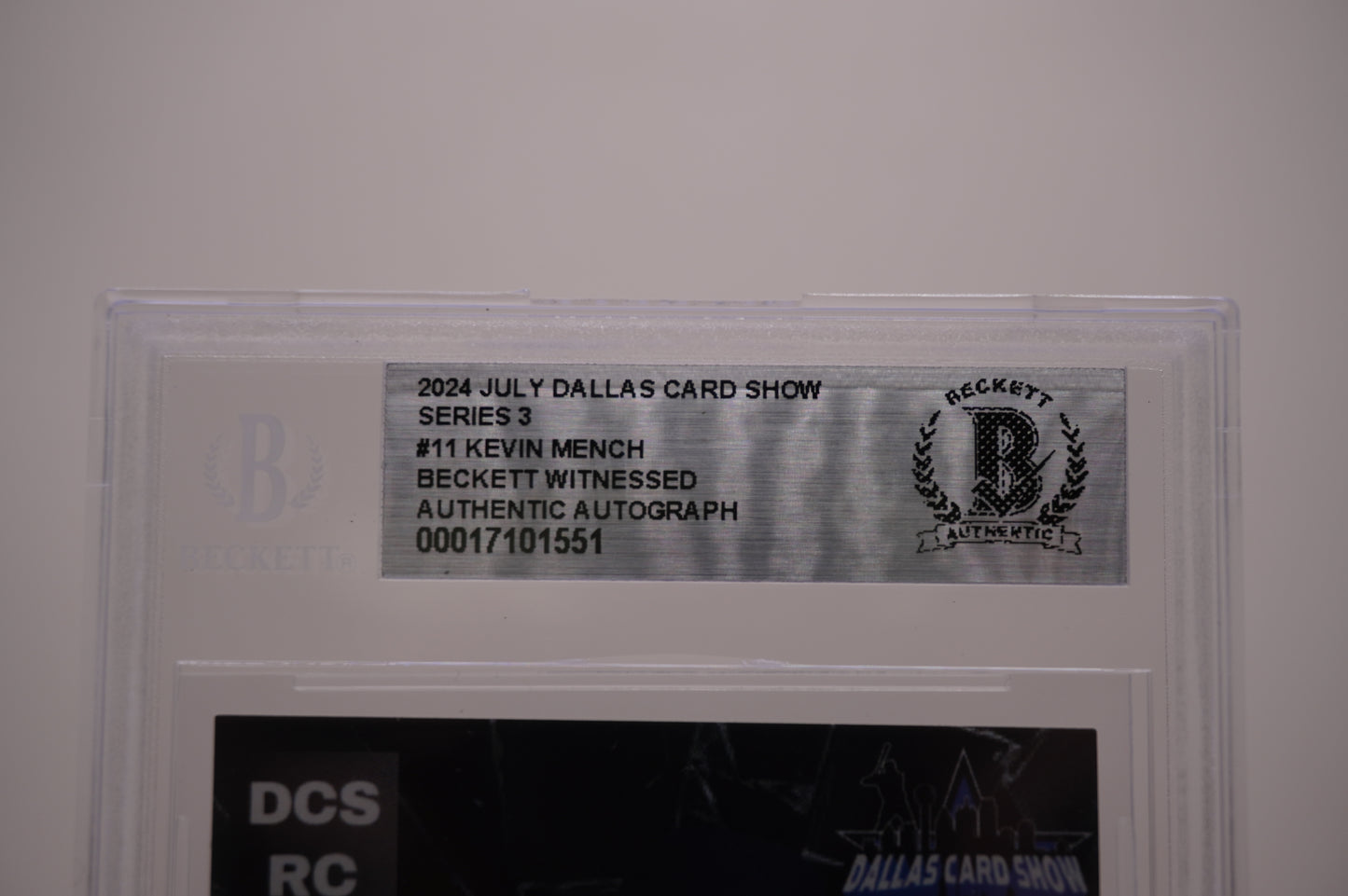 2024 JULY DALLAS CARD SHOW SERIES 3 #11 KEVIN MENCH BAS AUTHENTIC AUTO