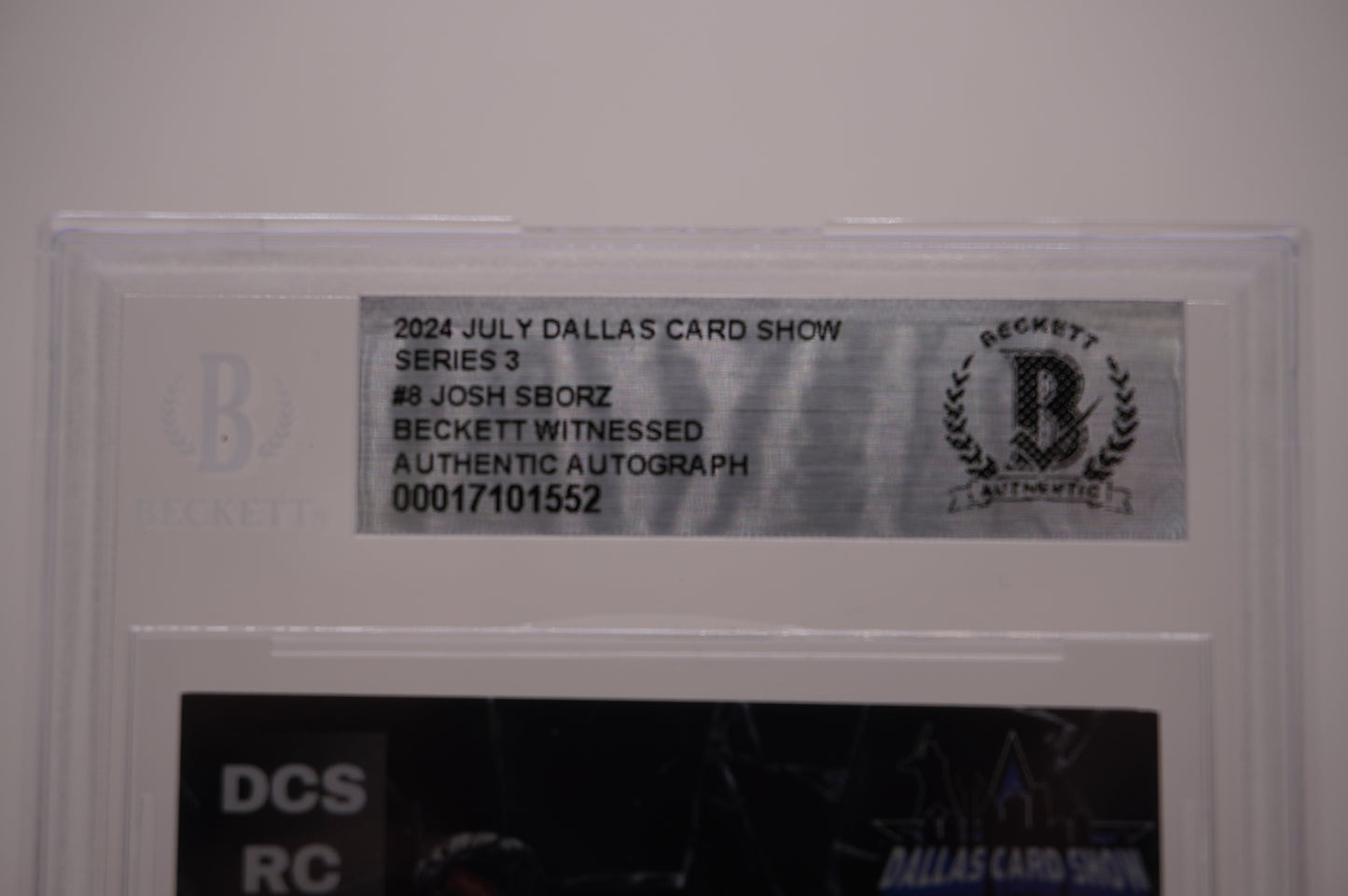 2024 JULY DALLAS CARD SHOW SERIES 3 #8 JOSH SBORZ BAS AUTHENTIC AUTO