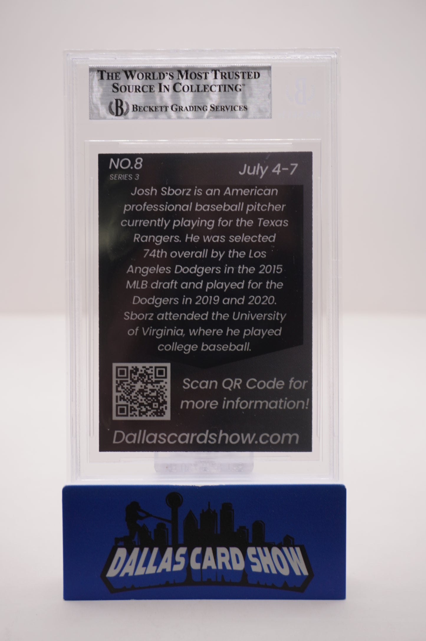 2024 JULY DALLAS CARD SHOW SERIES 3 #8 JOSH SBORZ BAS AUTHENTIC AUTO