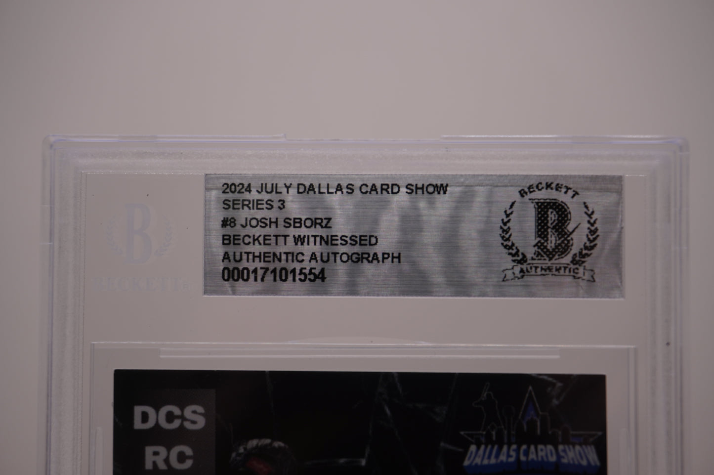 2024 JULY DALLAS CARD SHOW SERIES 3 #8 JOSH SBORZ BAS AUTHENTIC AUTO