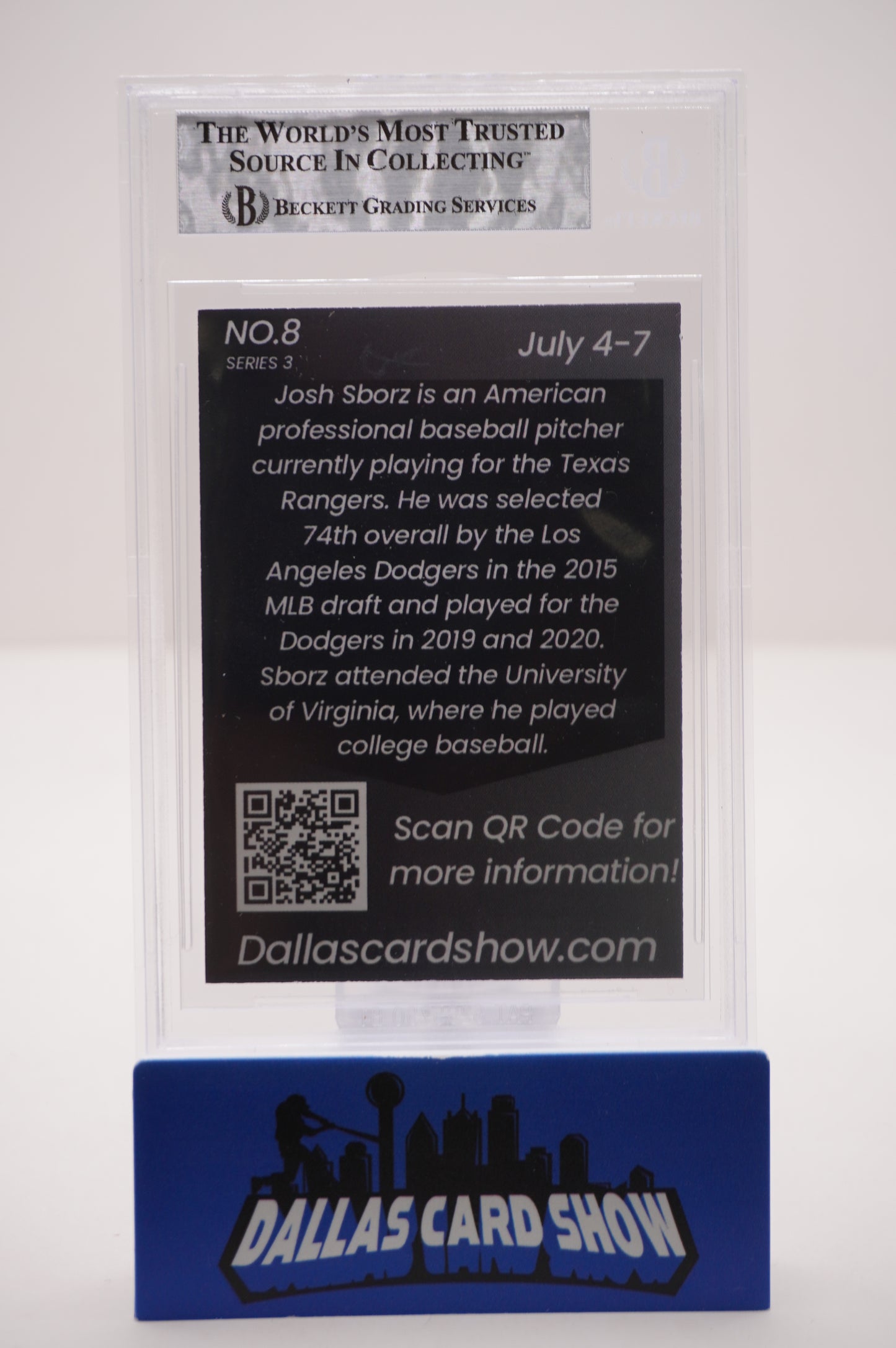 2024 JULY DALLAS CARD SHOW SERIES 3 #8 JOSH SBORZ BAS AUTHENTIC AUTO