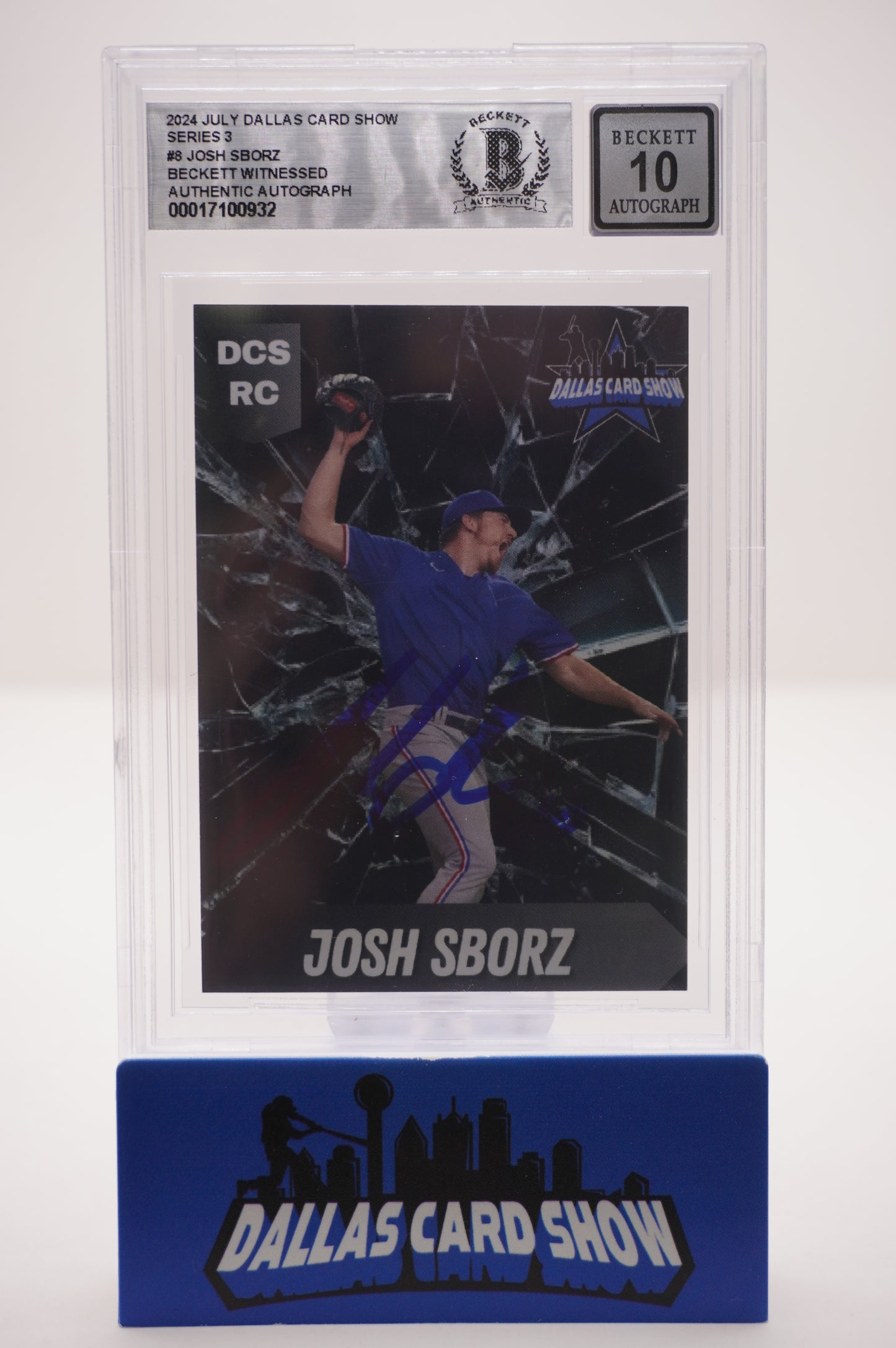 2024 JULY DALLAS CARD SHOW SERIES 3 #8 JOSH SBORZ BAS AUTO 10